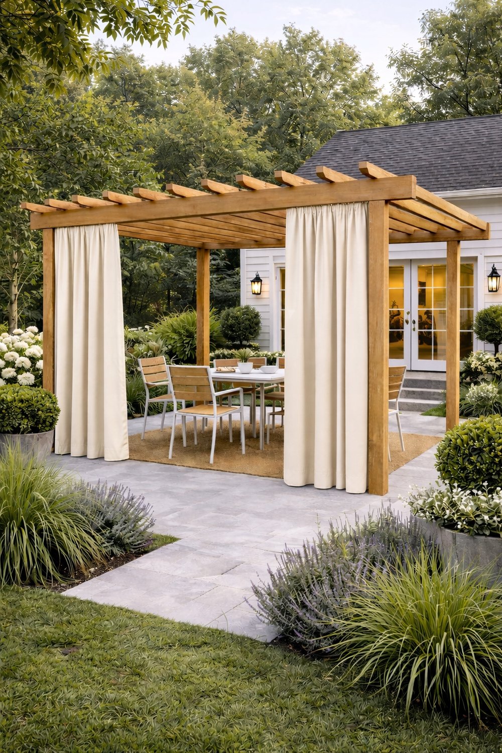 Waterdichte Tuindoek Gordijn 155x230cm voor Pergola, Terras, Beige