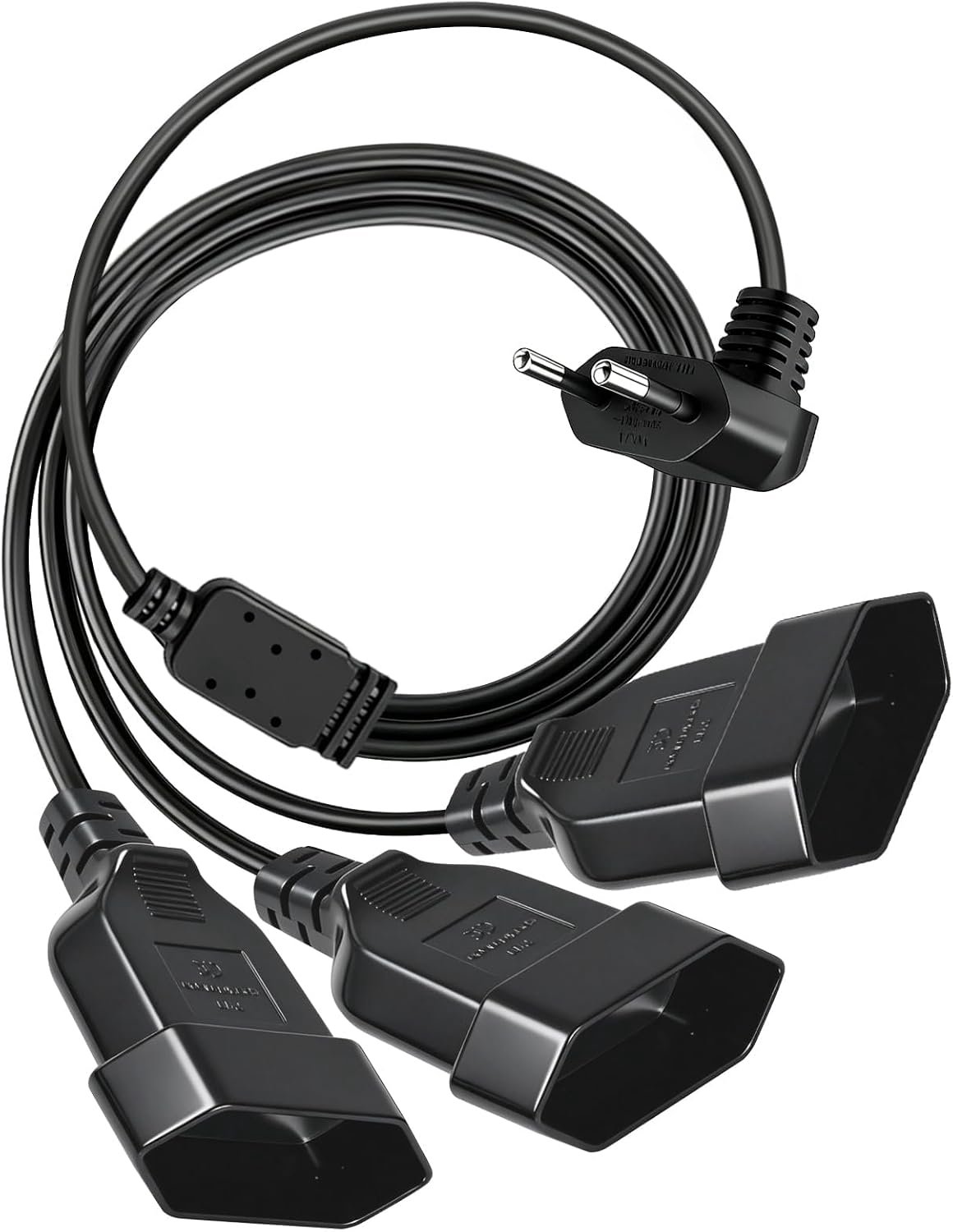 3-in-1 verlengsnoer, 0,5 m platte stekker, Compact verlengsnoer met 3 stopcontacten, 90° platte stekker, ideaal voor tv's, computers en kleine huishoudelijke apparaten