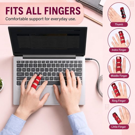 4 stuks verstelbare vingerspalken ter verlichting van pijn bij tendinitis, artritis, verstuikingen en sportblessures, uniseks ondersteuning voor alle vingers — afbeelding 3