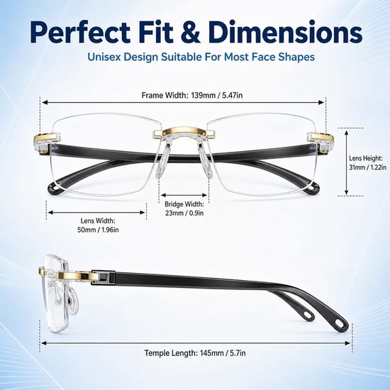 2 stuks autofocus zoombril met zelfinstelling, multifocale glijdende bril voor dichtbij en ver, intelligente leesbril voor heren en dames, met licht PC-frame en 2 etuis — afbeelding 3