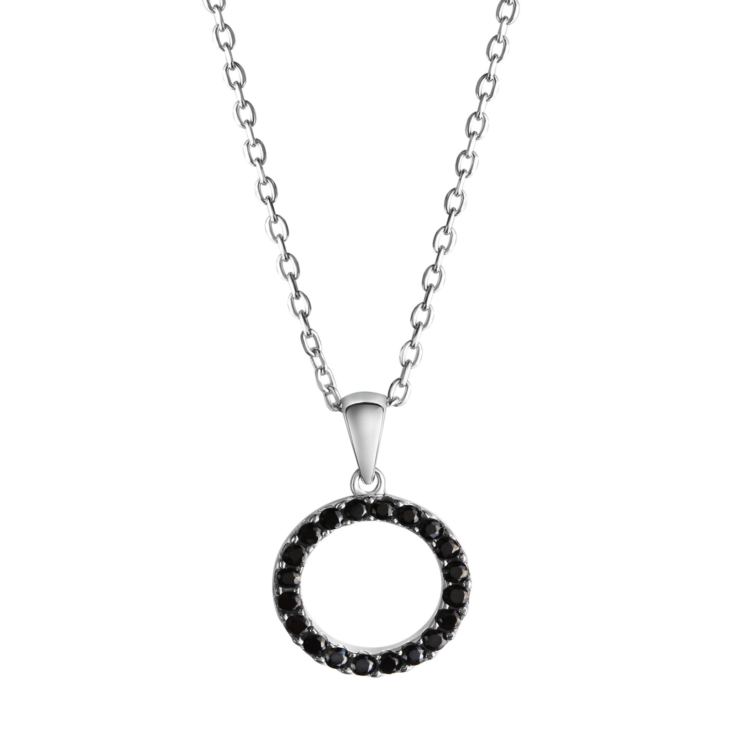 Celesta Silber Halskette Silber 925 rhodiniert 42+3cm lang mit schwarzen Zirkonia-Steinen