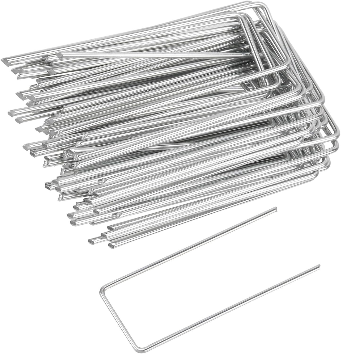 200 Stuks 4 Inch Onkruidmembrane Haringen, Gegalvaniseerde Stalen Tuinsteunen, U-vormige Zware Grondpinnen voor Onkruiddoek, Kunstgras en Landschapsnetten