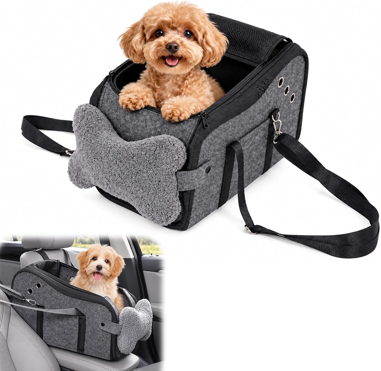 Hondenautostoel voor kleine honden, hondenautostoel, auto, middenconsole