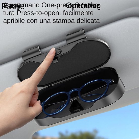 Glasses Keeper Auto zonneklep opbergdoos 17,5 x 9,5 cm voor | veiligheidsklem met universeel kusseninzetstuk, reisbril voor bestuurderscabine voor SUV aut — afbeelding 4