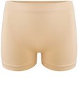Huidkleurige short, gladde textuur, zonder opdruk.