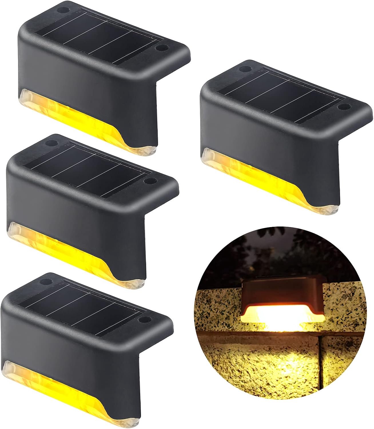 4 warmwitte waterdichte zonne-buitenzwembadlichten, zonne-verlichting voor buitentrappen, trappen, hekken en balustrades