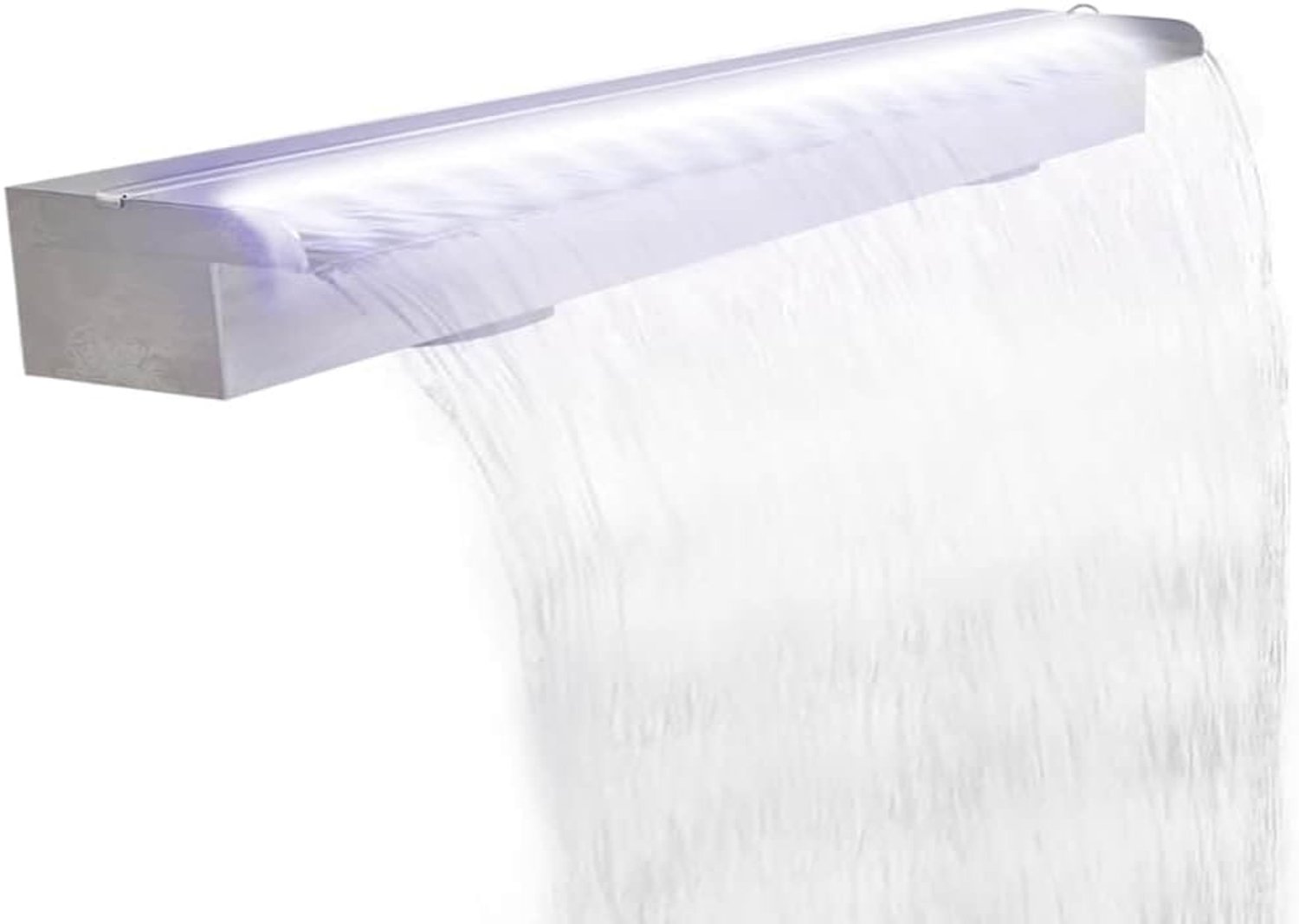 Zwembadwaterval 110 cm van roestvrij staal met 63 ledlampen voor vijver en zwembad