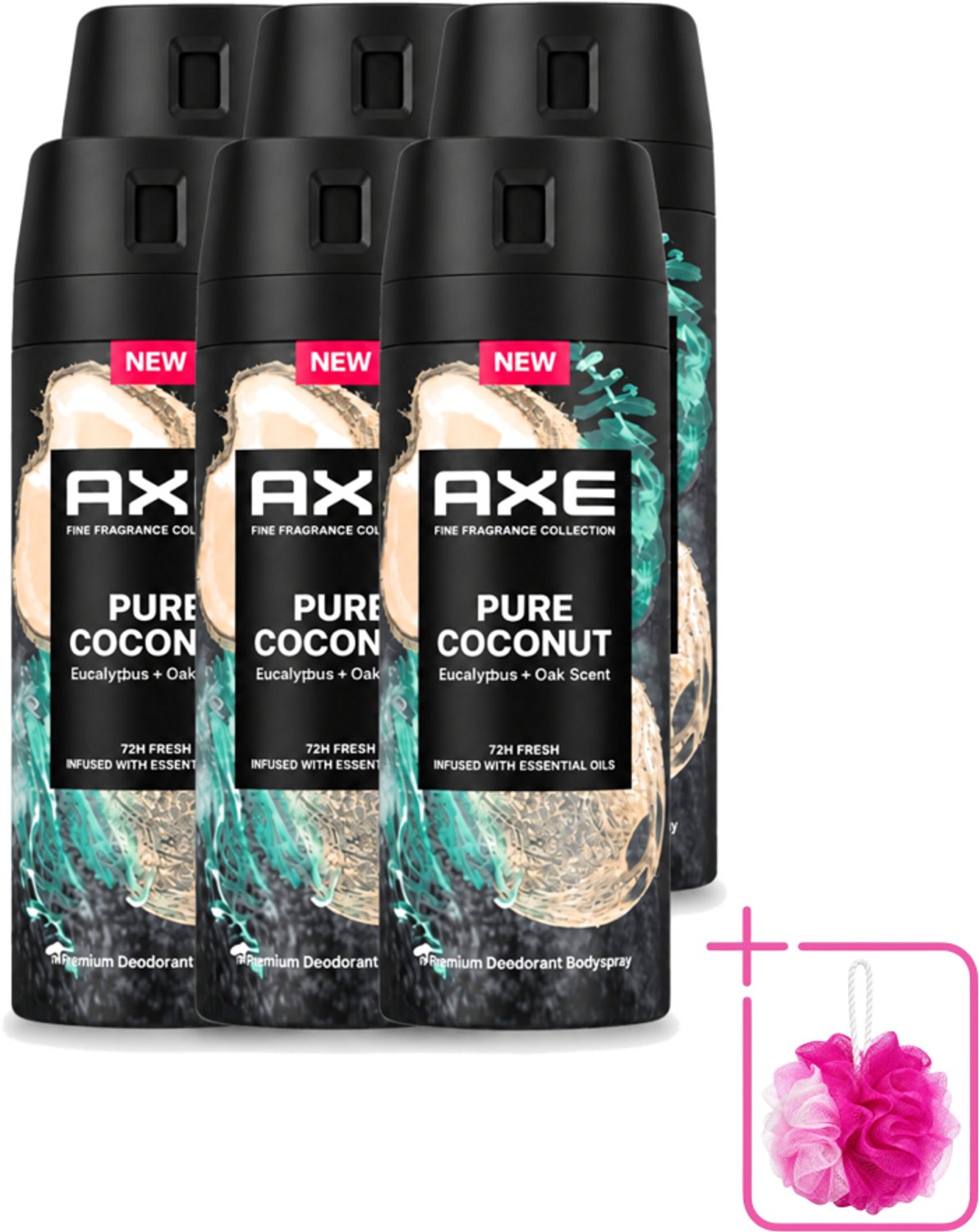 6 x Axe – Deodorant Spray – Pure Coconut – 150 ml - Bulkverpakking - Deodorant spray - Kokosgeur
