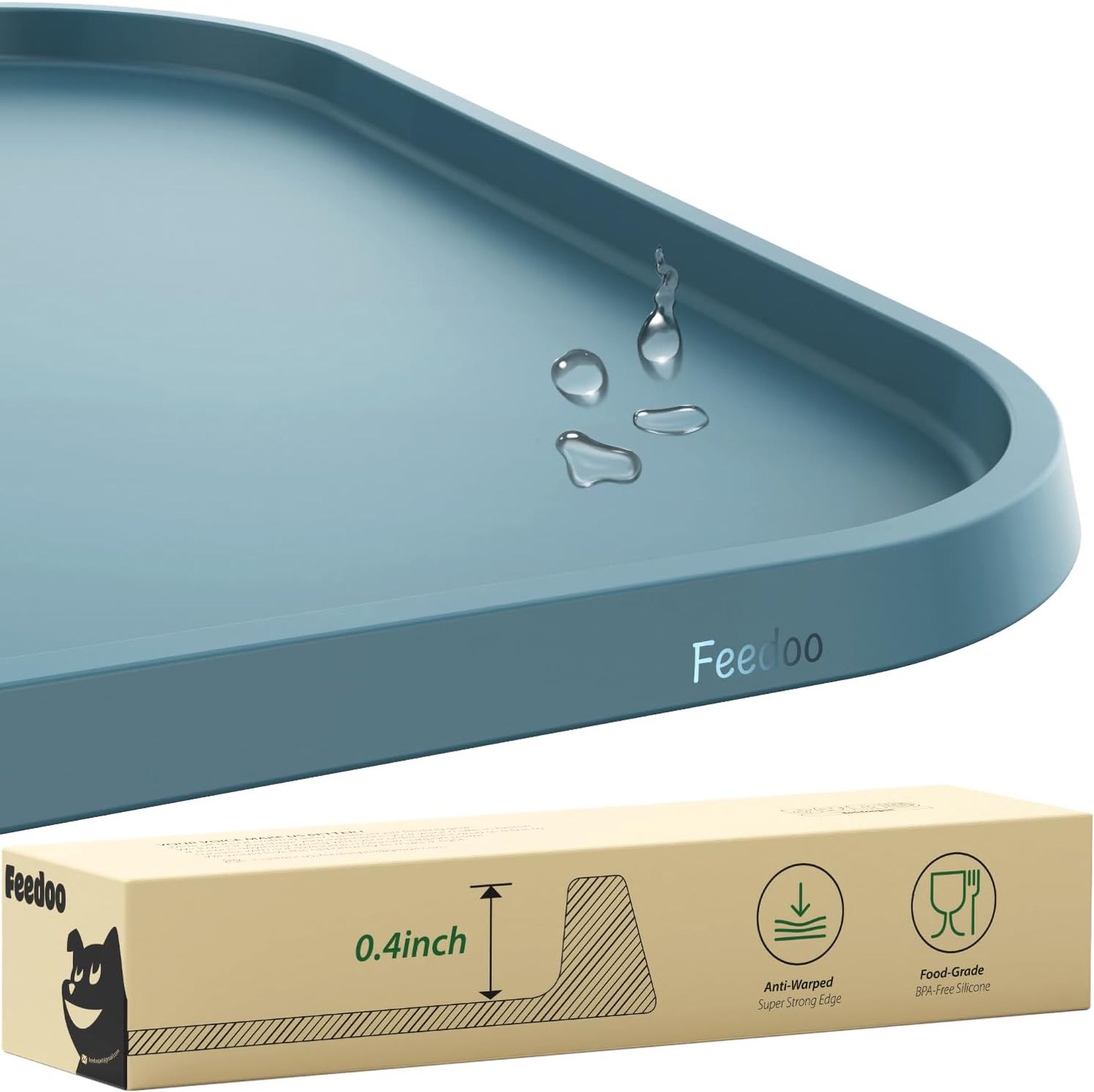 Feedoo Silicone Feeding Mat,Extra Thick Cat Food Mat Dogs,47x29cm(Blue) - ShopVlot