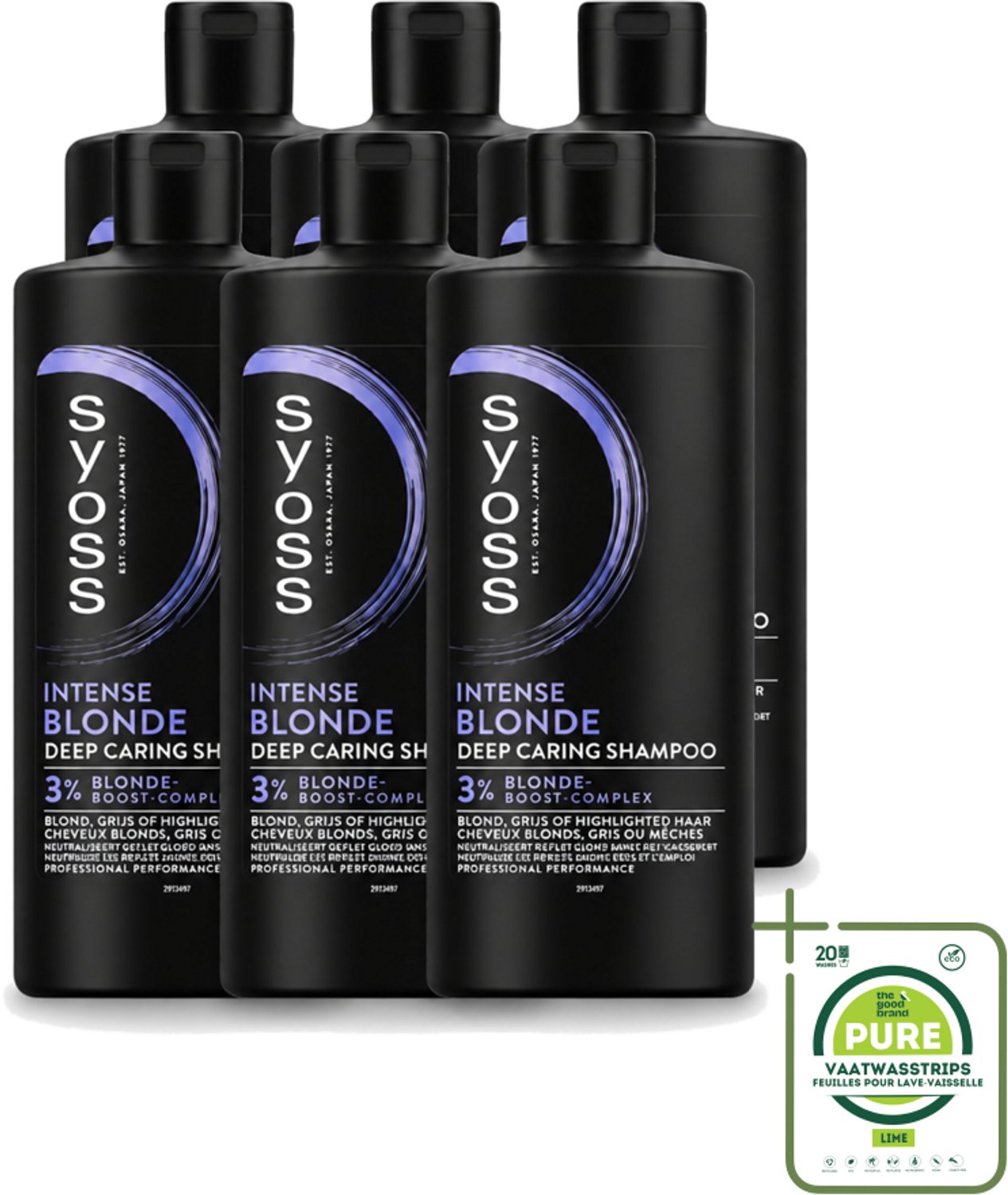 6 x Syoss – Shampoo – Blonde – 440 ml - Grootverpakking - Vaatwasstrips - Blond Haar - Koel Blond - Gele Ondertoon - Kleurintensiteit - Haar Verzorging