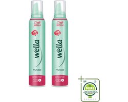 2 x WellaFlex Hold Ultra Strong Mousse - Haarmousse - Langdurige Versteviging - Flexibele Textuur - 200 ml - Grootverpakking - Vaatwasstrips - Haarversteviging - Haar Fixatie - Haar Model - Haar UV Bescherming - Haarborsteling