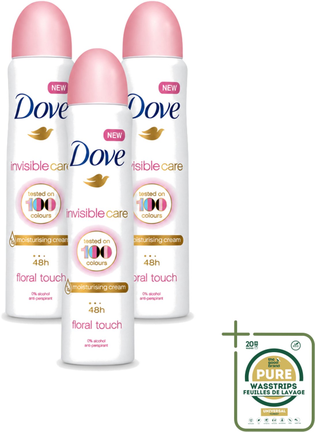 3 x Dove - Deodorant - Spray Invisible Care - Onzichtbare bescherming - 250 ml - Wasstrips - Onzezichtbare Deodorant - Anti-transpirant Spray - Zweet En Geur Bescherming - Huidverzorging - Alcoholvrije Deodorant