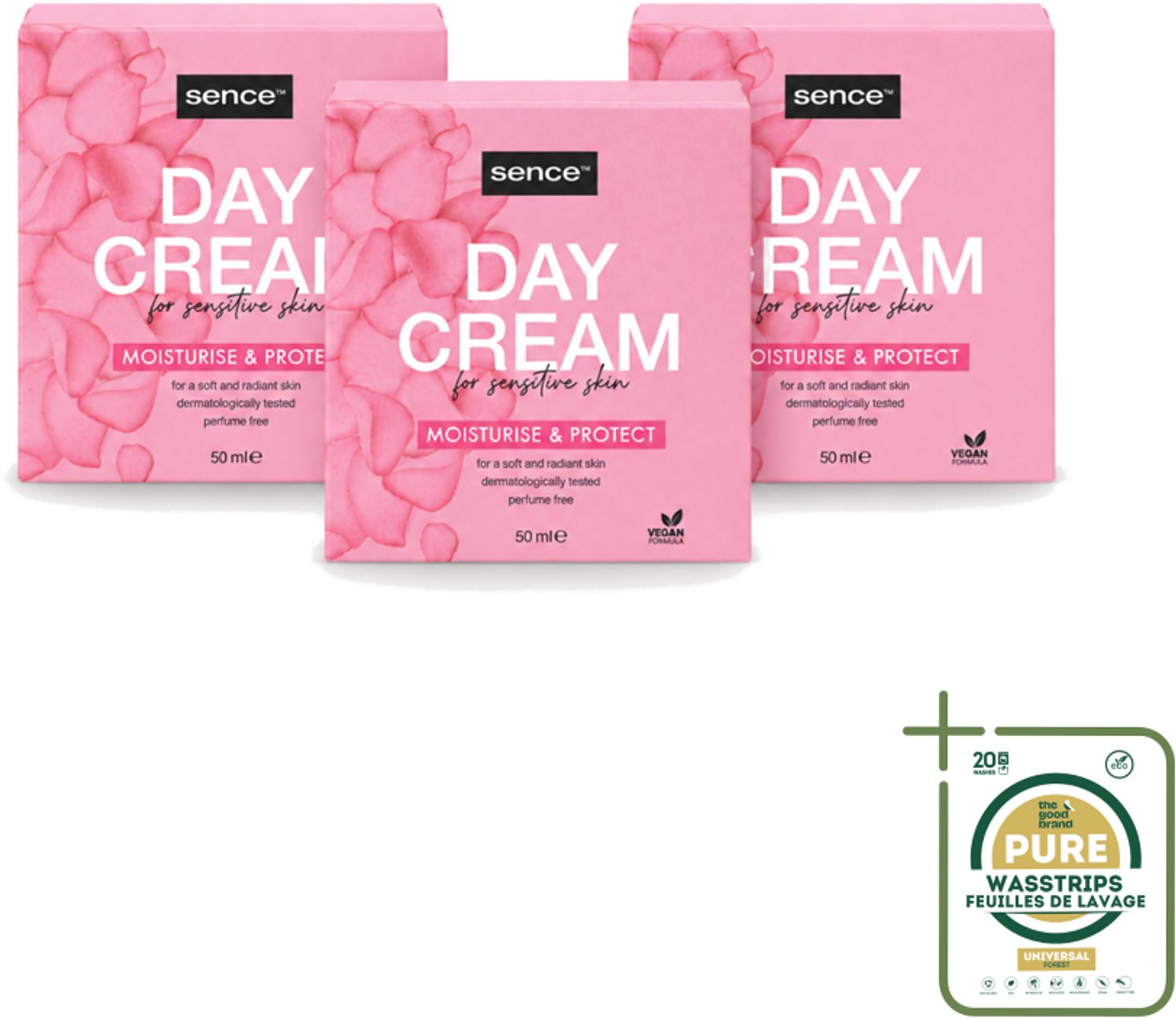 3 x Sence - Gevoelige Huid - Dagcrème - Verzachtend - 50 ml - Wasstrips - Gevoelige Huid Crème - Dagcrème - Verzachtende Crème - Huidverzorging - Huidbescherming