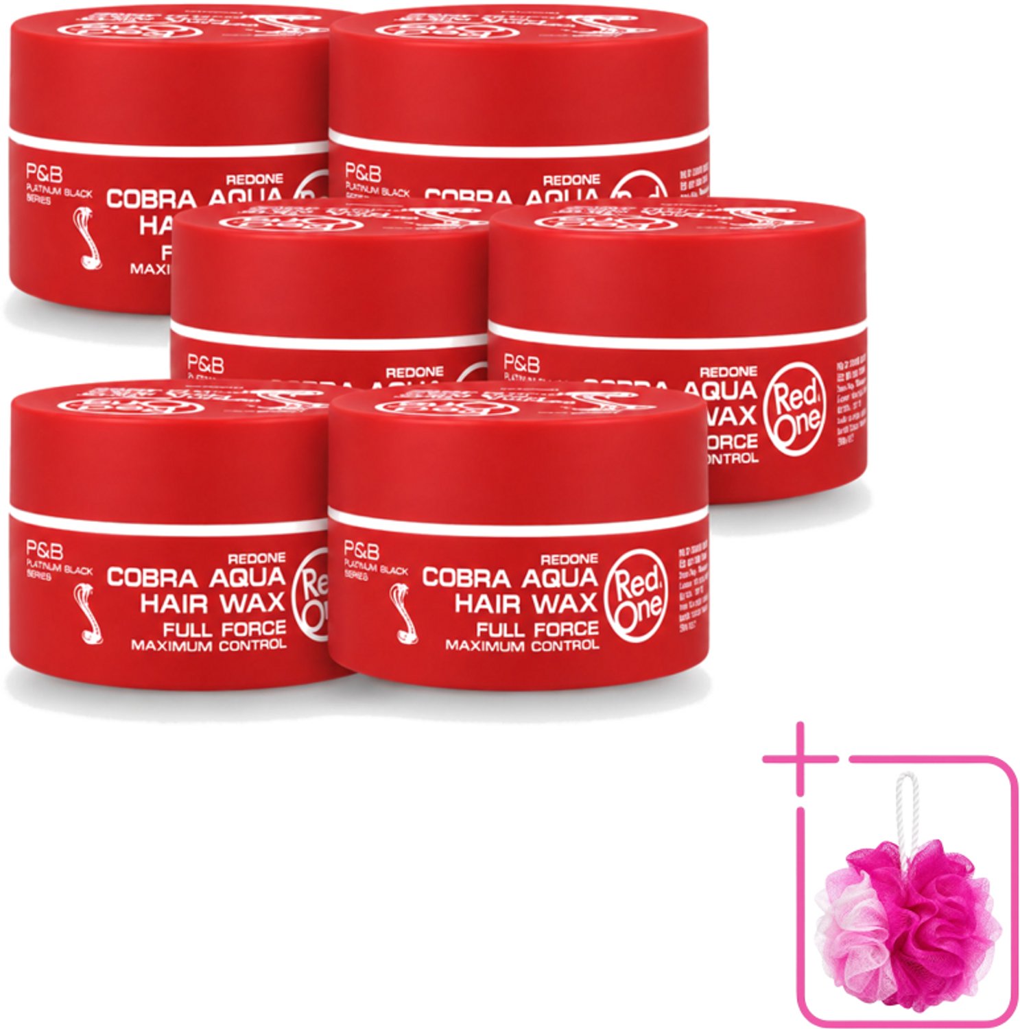 6 x Red One - Haarwax - Cobra Aqua - Maximale Controle - Voor Krachtige Hold & Glans - 150 ml - Bulkverpakking - Haarwax - Stylingwax