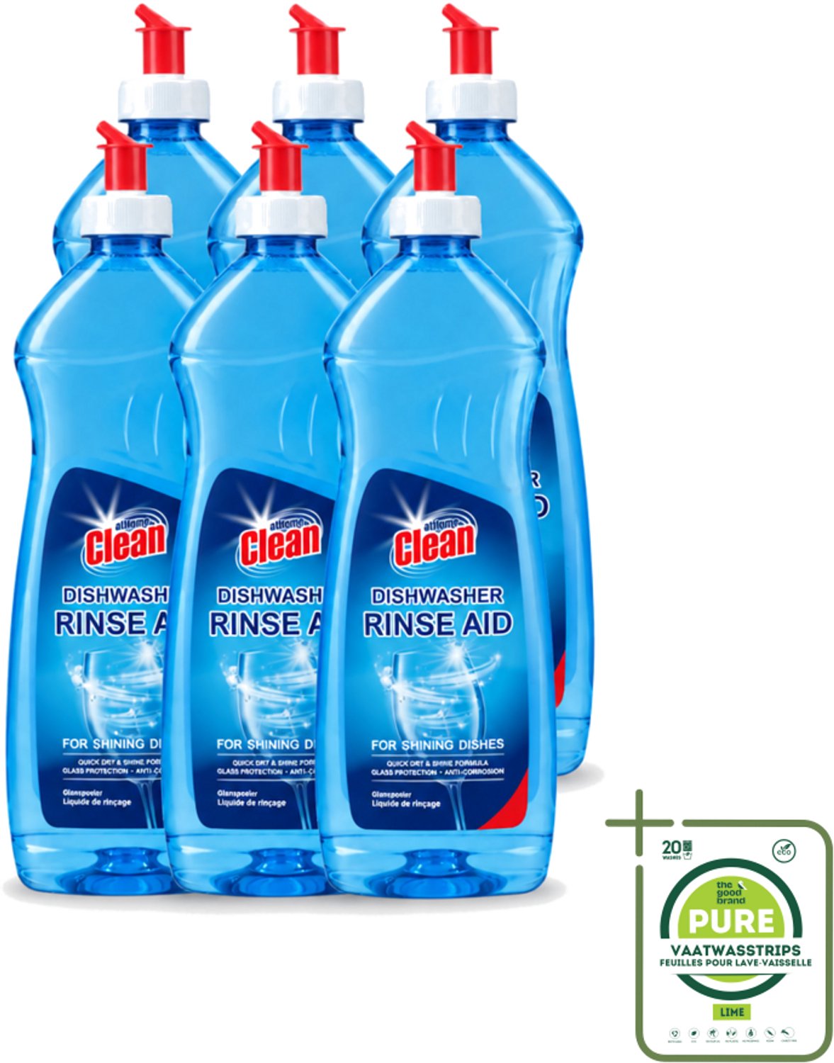 6 x At Home - Clean - Vaatwasser Glansspoelmiddel - Glasbeschermend - 500 ml - Grootverpakking - Glansspoelmiddel Vaatwasser - Glasbescherming Vaatwasser - Vaatwasser Glans - Vaatwasser Droogproces - Vaatwasser Anti-corrosie