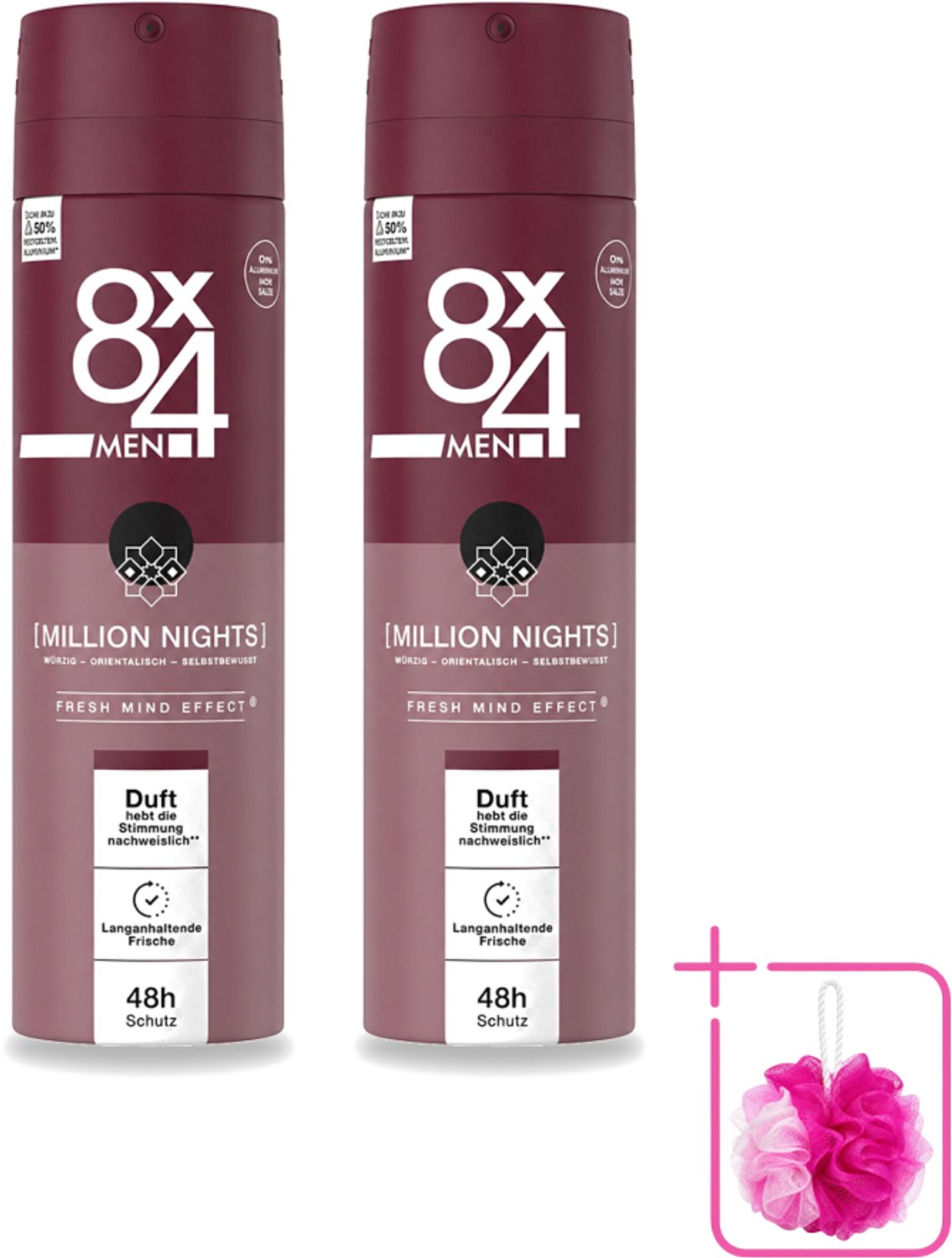2 x 8 x 4 Deospray Men - No.18 Millions Nights - Deodorant - Voor Heren - 150 ml - Bulkverpakking - Deodorant voor heren - Douchemop - Avondgeur