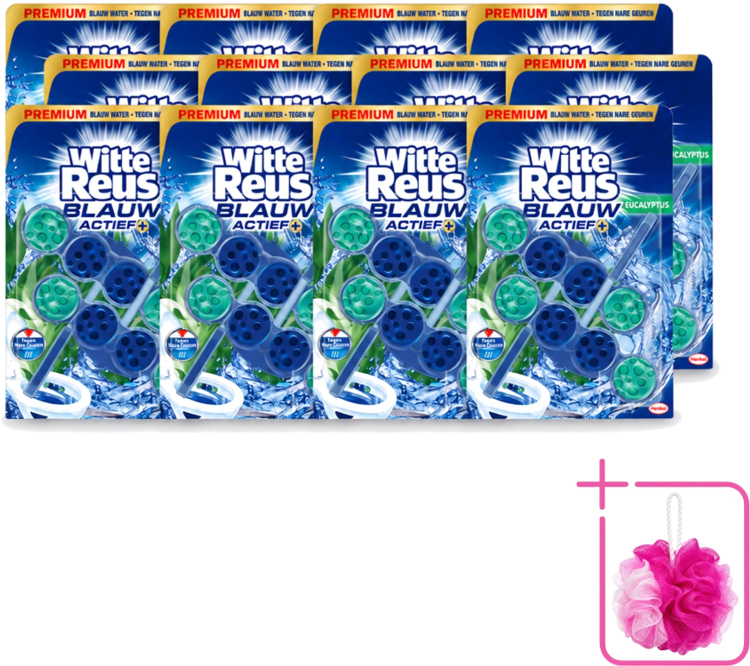 12 x Witte Reus - Toiletblok - Blauw Actief Eucalyptus - 2 Toiletblokken - Bulkverpakking - Toiletblok - Douchemop - Toilet reinigen