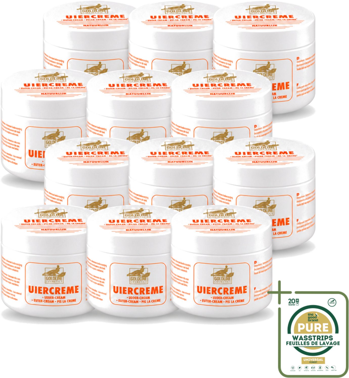 12 x Goldline - Uiercrème - Huidverzorging - Intensief Hydraterend - 250 ml - Wasstrips - Uiercrème - Huidverzorging - Hydratatie - Droge Huid - Gevoelige Huid