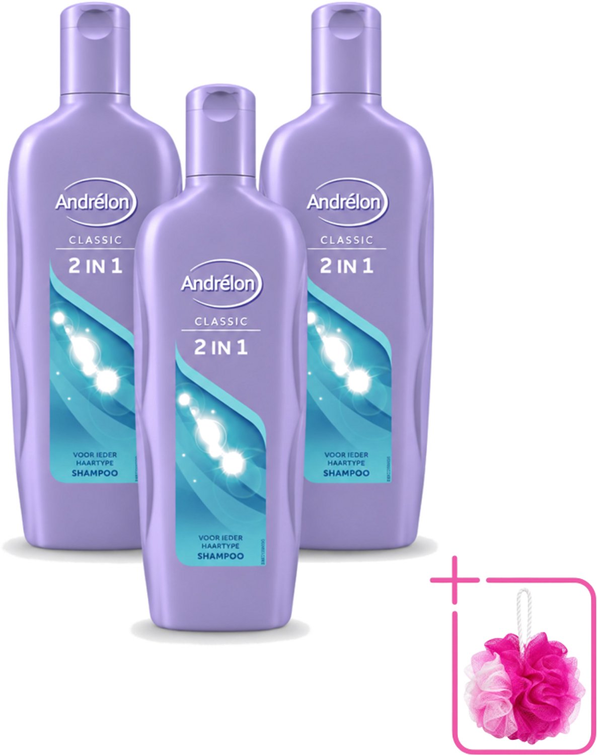 3 x Andrélon – Shampoo – 2-in-1 – 450 ml - Bulkverpakking - Shampoo 2 in 1 - Douchemop - Haar reinigen