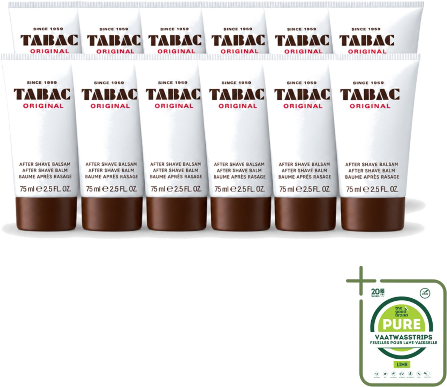 12 x Tabac Original Men - Aftershave Balsem - Verzachtend - 75 ml - Grootverpakking - Aftershave Balsem - Huid Verzorgen - Huid Kalmeren - Huid Hydrateren - Droge Huid