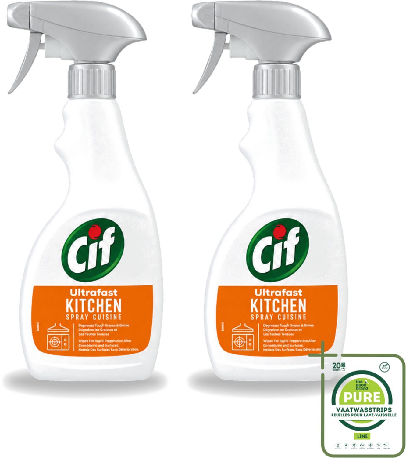 2 x Cif - Keuken Spray - Super Snel - Verwijdert Hardnekkig Vuil - 500ml - Grootverpakking - Keuken Reinigen - Vet Verwijderen - Keuken Schoonmaken - Citroen Geur - Snel Reinigen