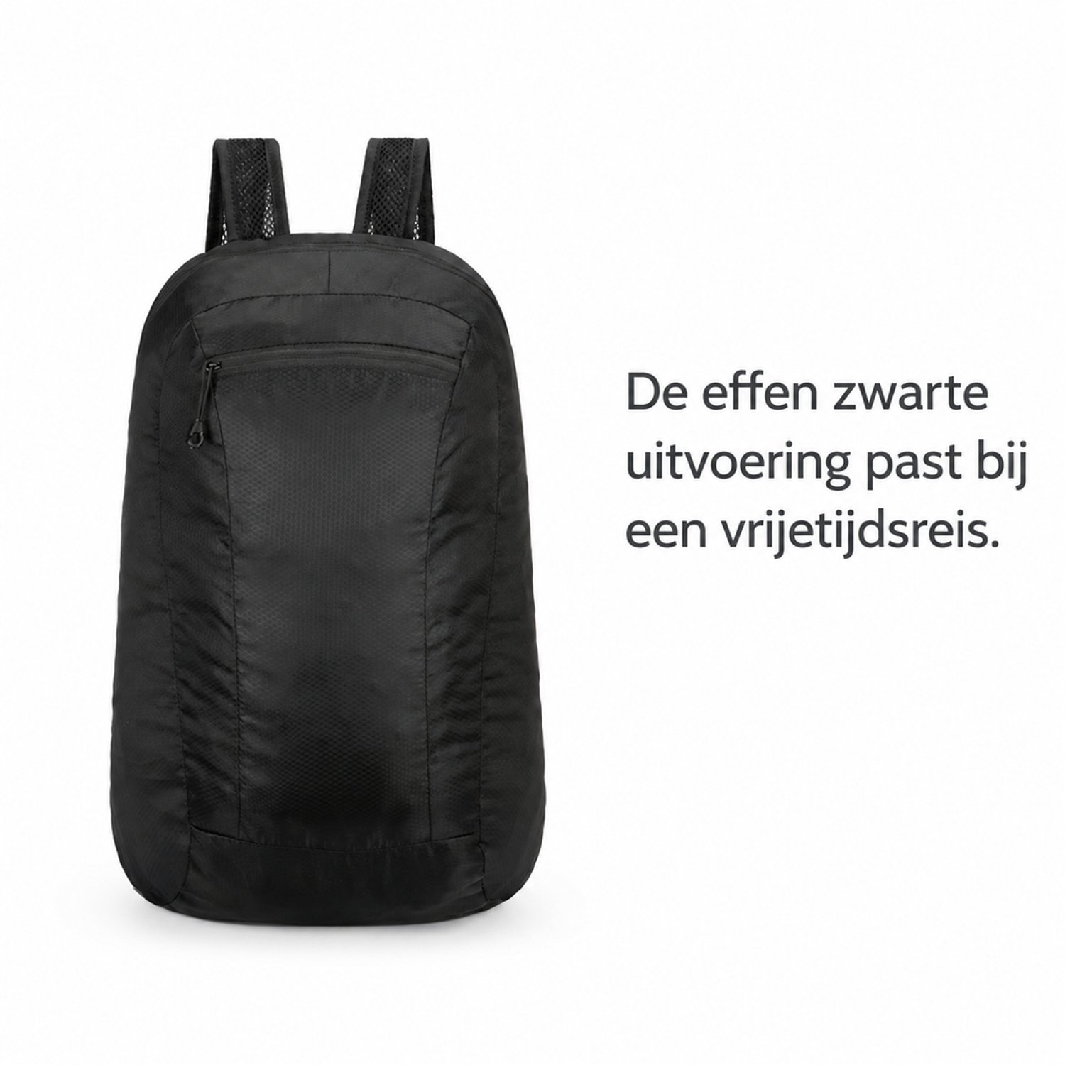 Rugzak - 1 compartiment - effen zwart - voor vrijetijdsreizen
