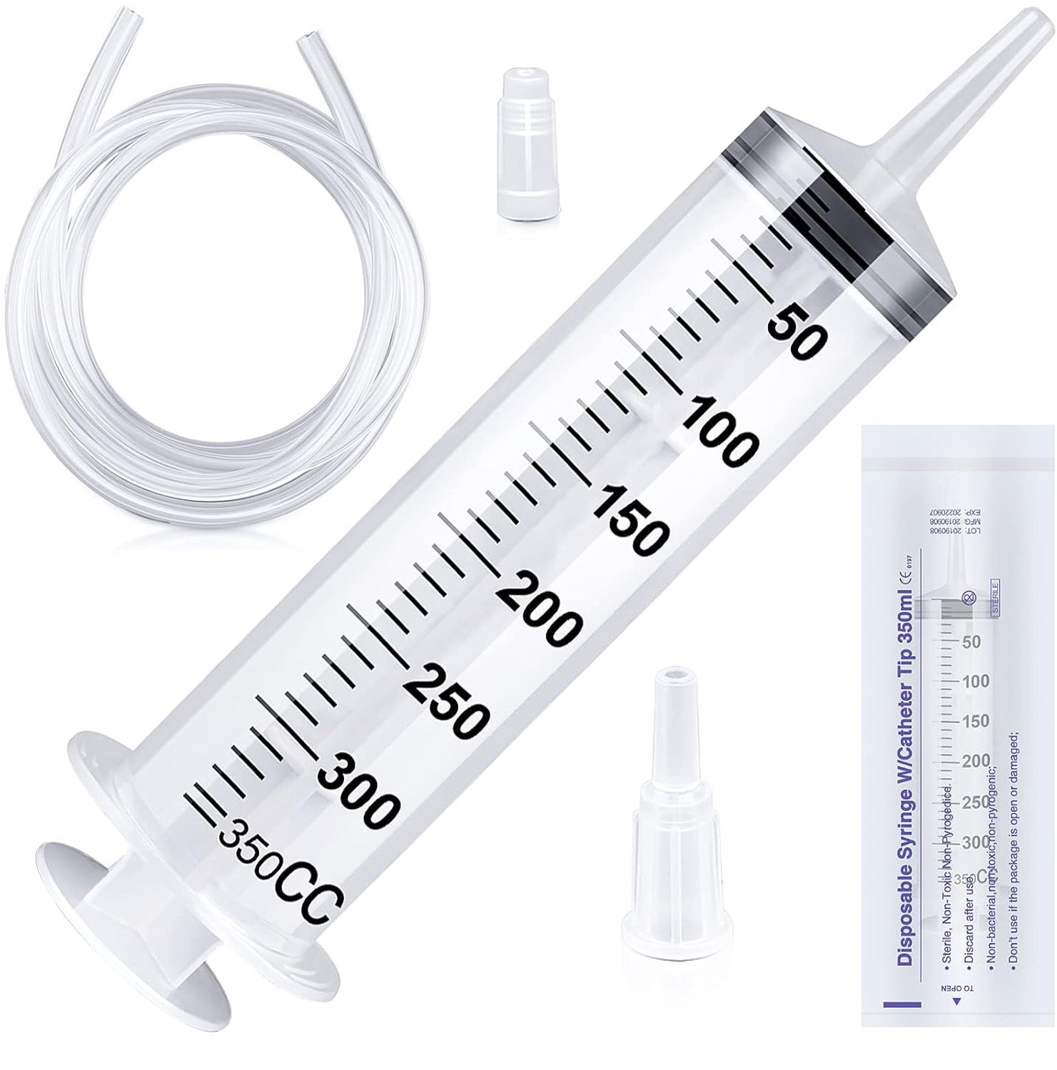 Spuit - Transparant - 350 ml - Herbruikbare Plastic Spuit voor Olie en Kleefapplicators - Voor Laboratorium en Industrieel Gebruik
