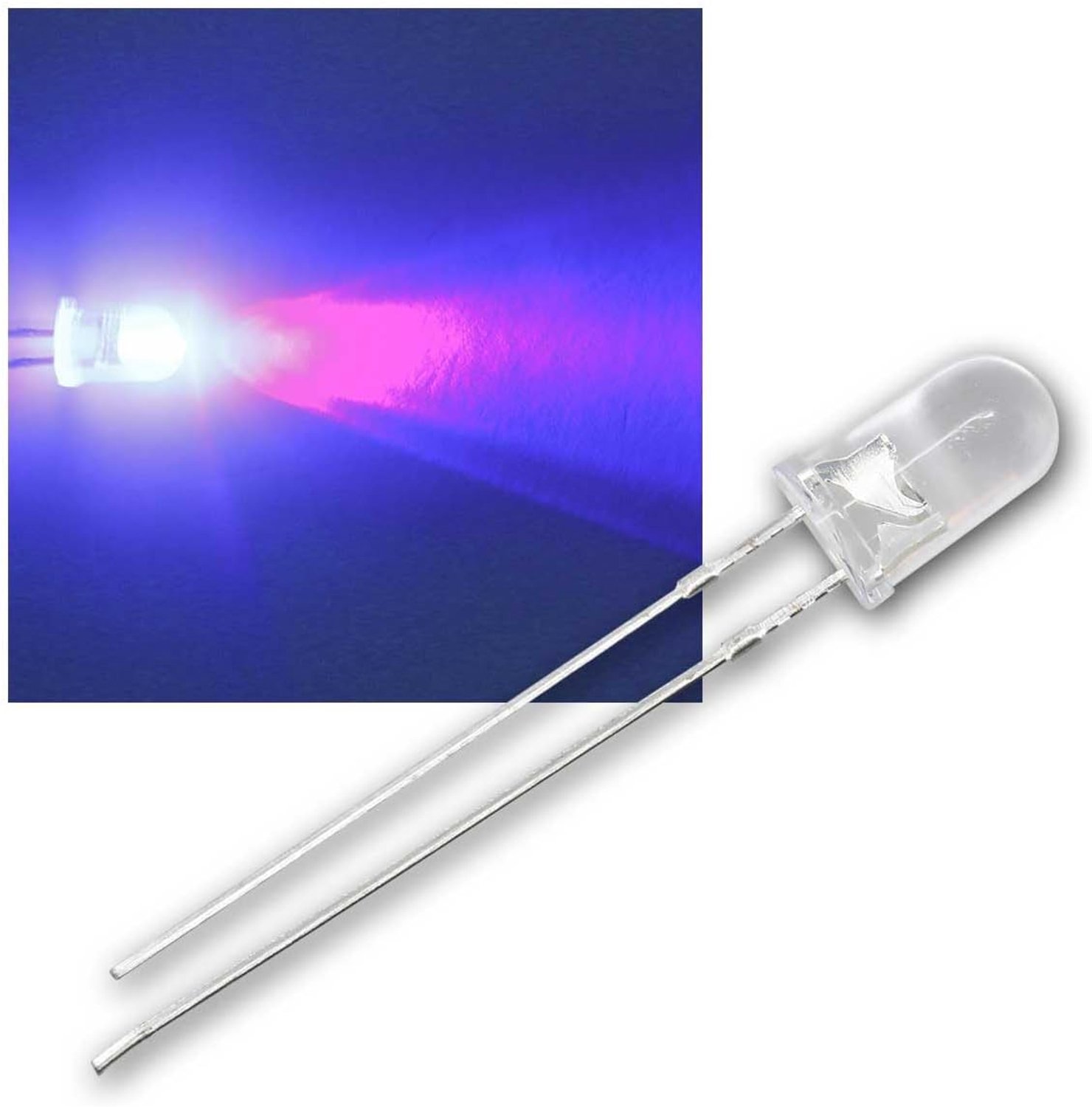 50 LED's 5 mm waterhelder ultraviolet/zwart licht, lichtgevende diode, bedraad, lichtgevende diode, als component