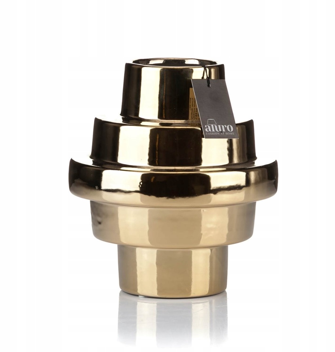 IZZIE-L_ALURO Gouden Keramische Vaas - 20 cm Hoog