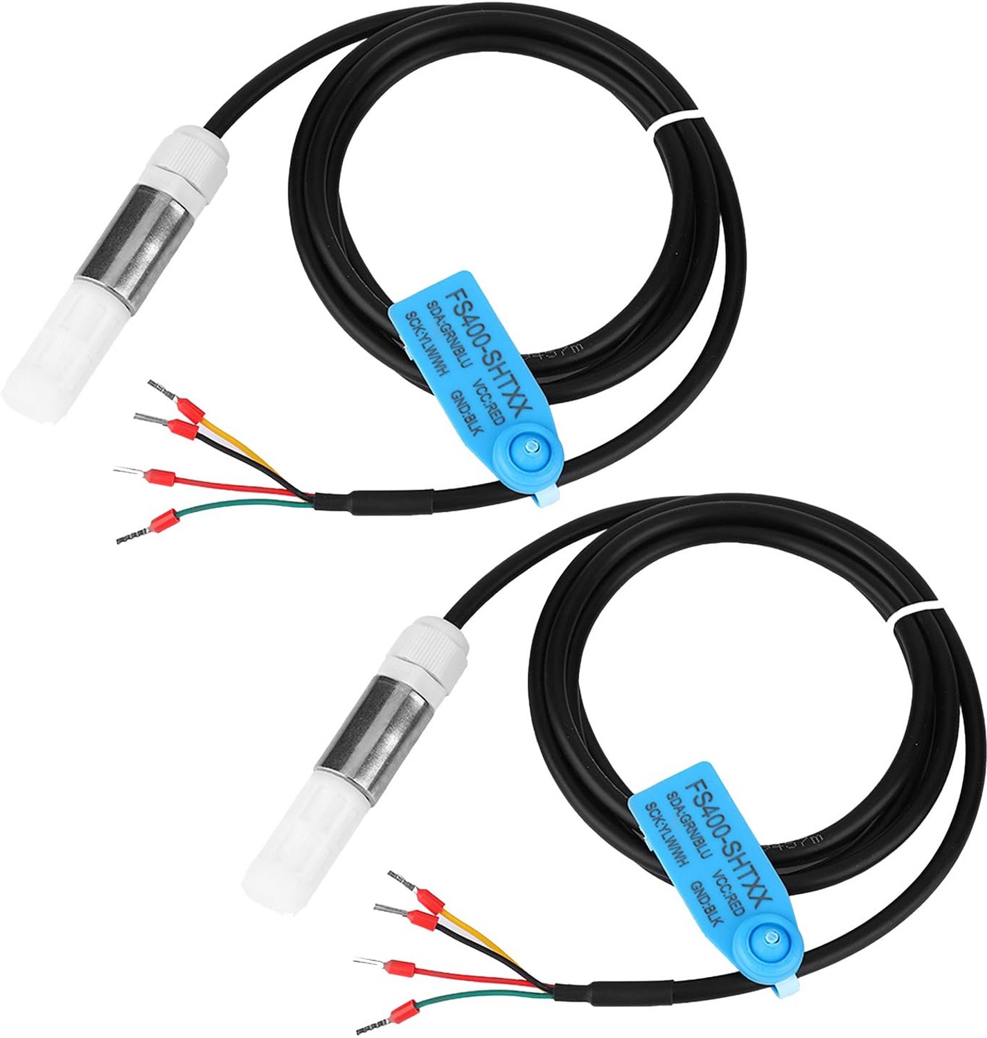Temperatuur-vochtigheidssensor, FS400-SHT3X Sonde Bodemtester Digitale waterdichte sensor I2C Uitgangsbewakingsmeter (SHT30*2Pcs)