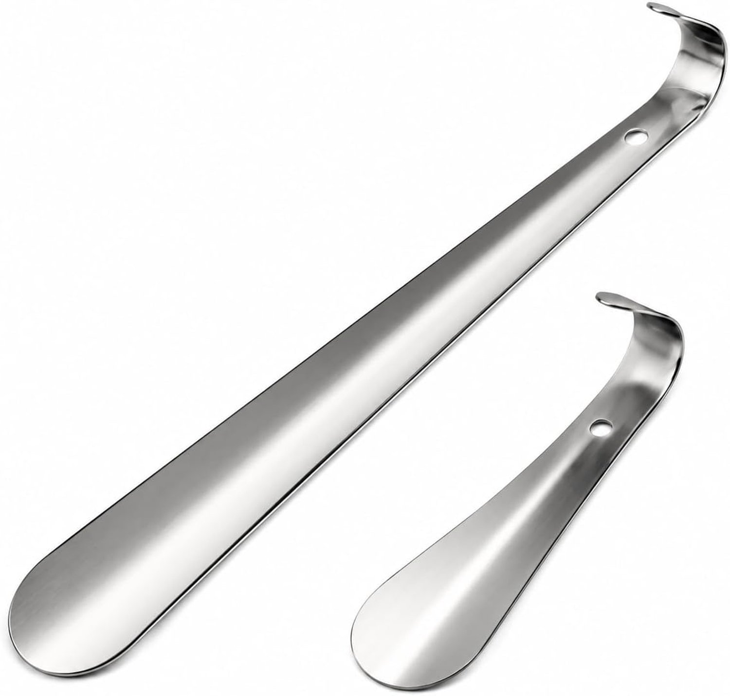 Schoenlepelset, 2 stuks, roestvrij staal, 30 cm lang en 15 cm kort, antislip handgreep, buigzaam, stabiel, voor senioren, kinderen en mensen met rugproblemen, dagelijkse hulp zonder bukken