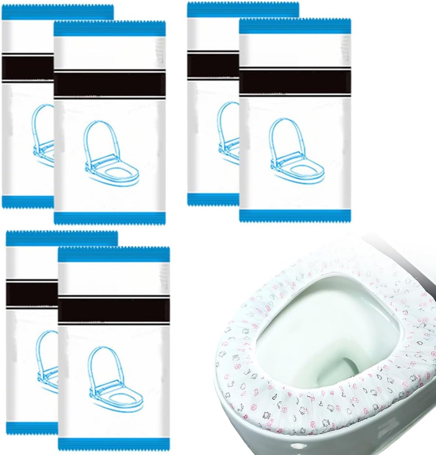 Pack of 20 disposable toilet seat covers printed, double-sided - easy to install for children and adults - ShopVlot