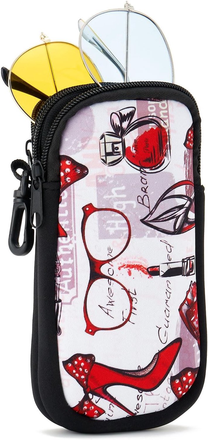 Double Glasses Case with 2 Compartments, Travel Organizer for Sunglasses and Correction Glasses, Lightweight - ShopVlot