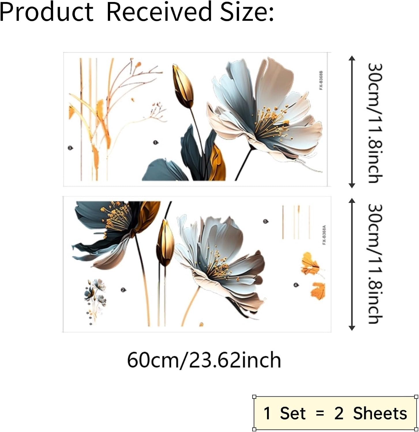 Zelfklevend behang grote blauwe bloemen - Vinyl - Waterdicht - Voor woonkamer decoratie - Vemera