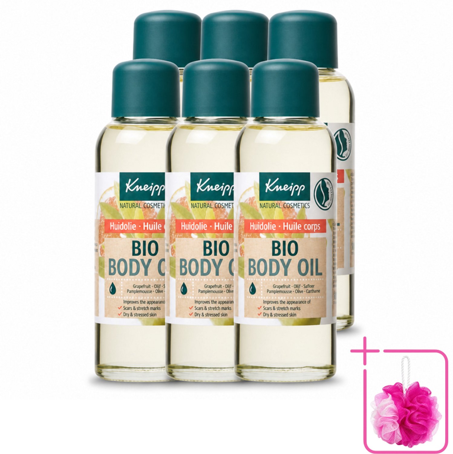 6 x Kneipp - Huidolie - Bio - Voor striae & littekens - 100 ml - Bulkverpakking - Huidverzorging - Douchemop - Striae