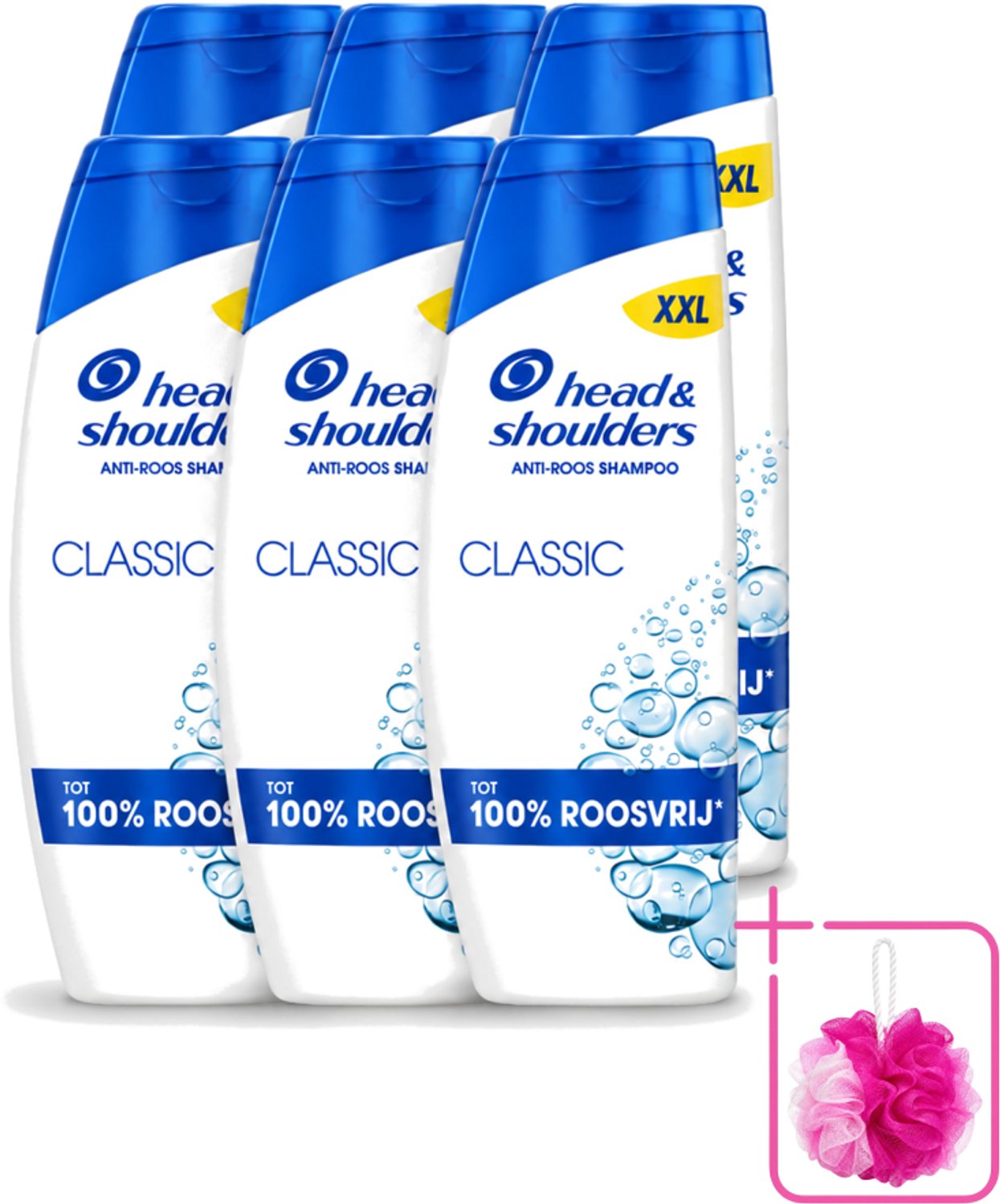 6 x Head & Shoulders – Shampoo – Classic – 625 ml - Bulkverpakking - Anti-roos shampoo - Douchemop - Roosvrij haar