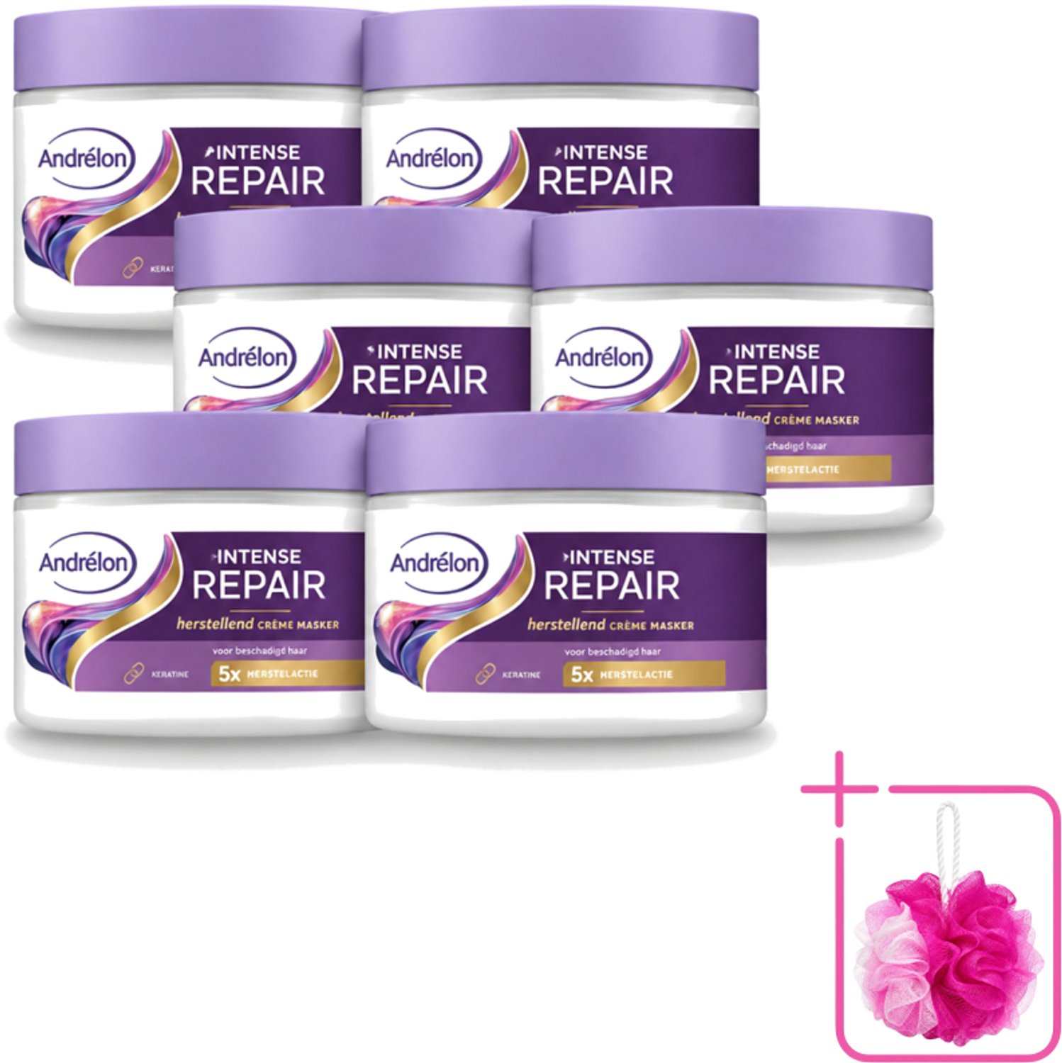 6 x Andrélon – Crème Haarmasker – Intense Repair – 300 ml - Bulkverpakking - Haarkracht - Douchemop - Haarherstel