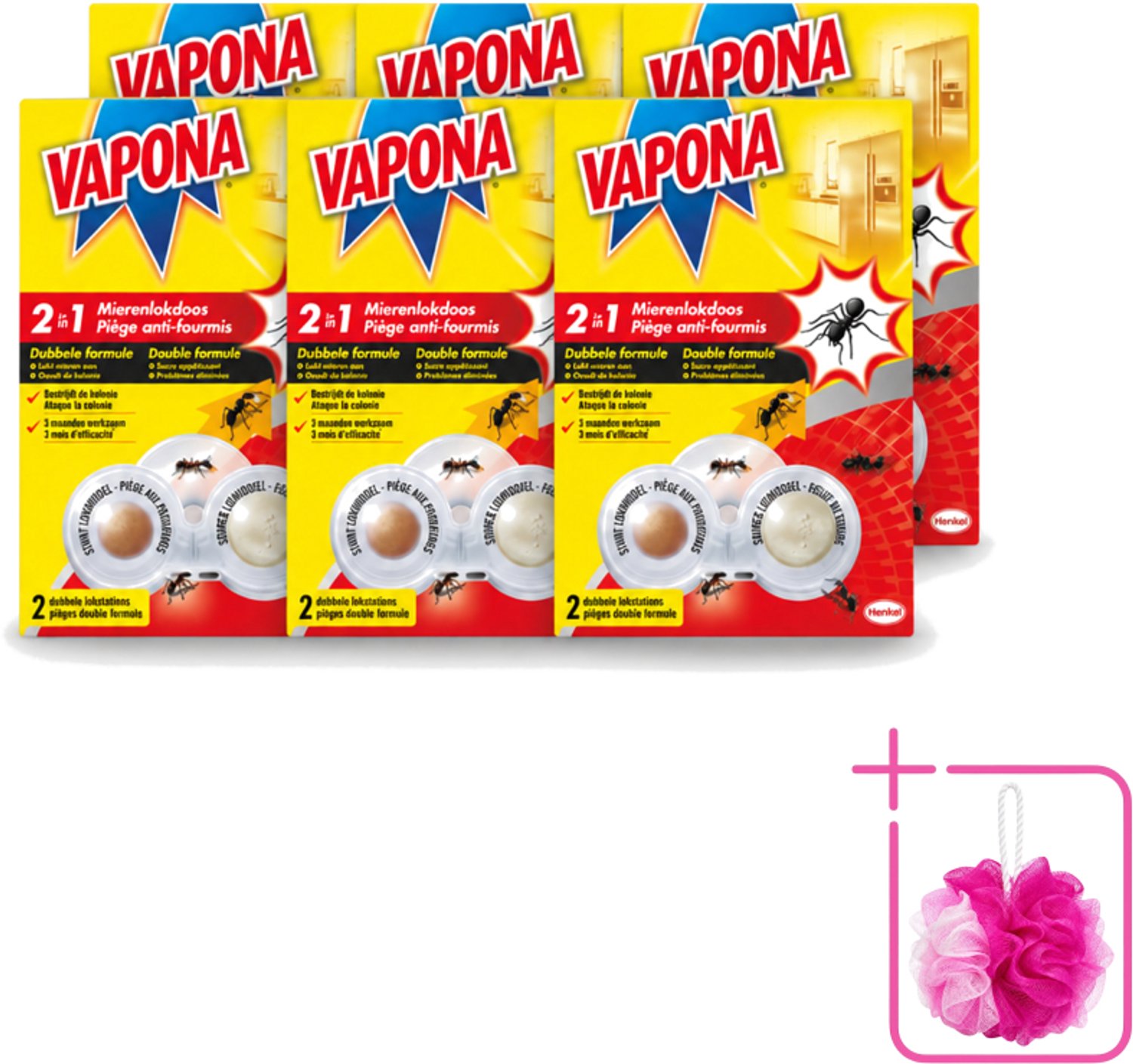 6 x Vapona – Mierenlokdoos – Dubbele Insectenval - Bulkverpakking - Mierenbestrijding - Douchemop - Mierenlokdoos