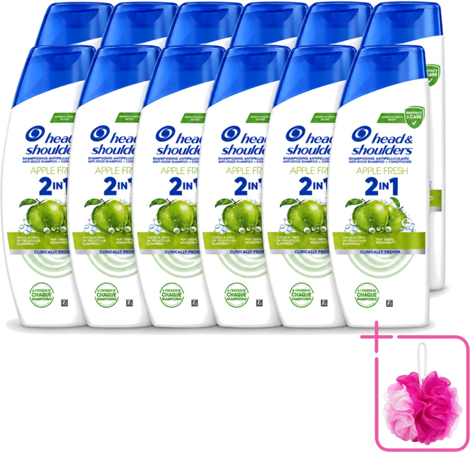 12 x Head & Shoulders – 2-in-1 – Apple Fresh – 300 ml - Bulkverpakking - Anti-roos shampoo - Douchemop - 2-in-1 shampoo