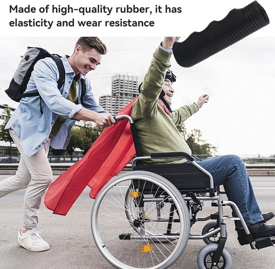 2 stuks rubberen rolstoel handgrepen, universele rolstoel grip cover voorkomen uitglijden dubbelzijdige vergrendeling — afbeelding 4