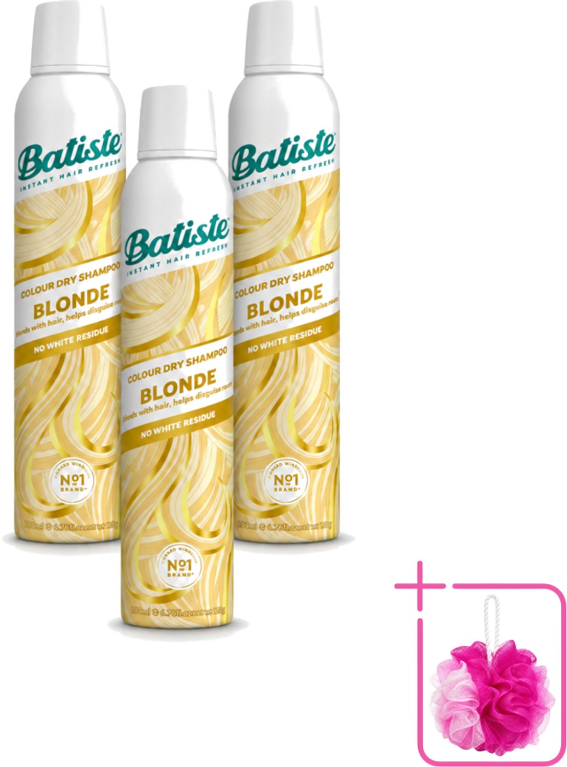 3 x Batiste - Hint of Colour Light Blond - Droogshampoo - Verfrist en Verlevendigt Lichtblond Haar - 200ml - Bulkverpakking - Lichtblond haar - Douchemop - Droogshampoo