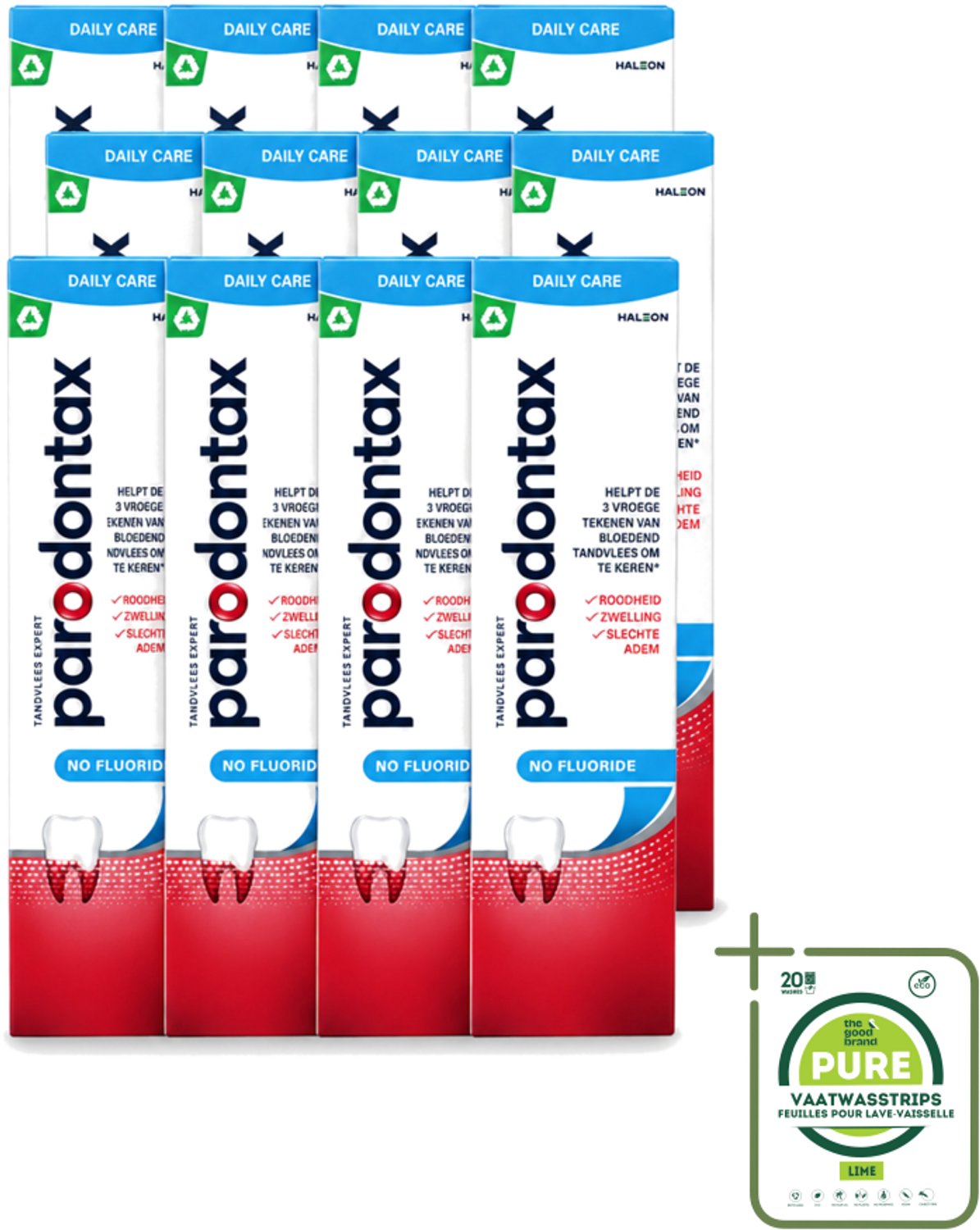 12 x Parodontax – Tandpasta – Zonder Fluoride – 75 ml - Grootverpakking - Vaatwasstrips - Tandpasta Zonder Fluoride - Gezond Tandvlees - Tandplak Verwijderen - Natuurlijke Mondhygiëne - Bloedend Tandvlees