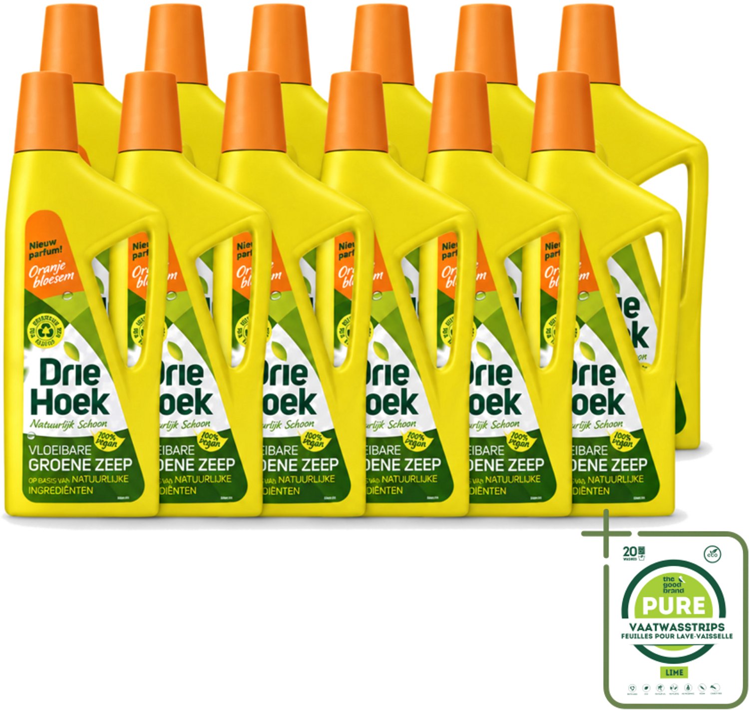 12 x Driehoek – Vloeibare Zeep – Oranjebloesem – 725 ml - Grootverpakking - Vaatwasstrips - Schoonmaken - Natuurlijke Zeep - Textiel Reinigen - Vloer Reinigen - Badkamer Reinigen