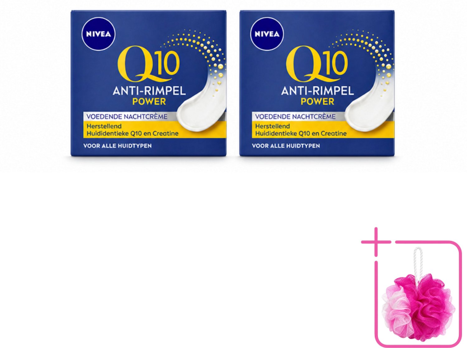 2 x NIVEA - Nachtcrème - Q10 POWER Anti-Rimpel - Voor alle huidtypen - Met Q10 & Creatine - 50 ml - Bulkverpakking - Anti-rimpel crème - Douchemop - Nachtcrème