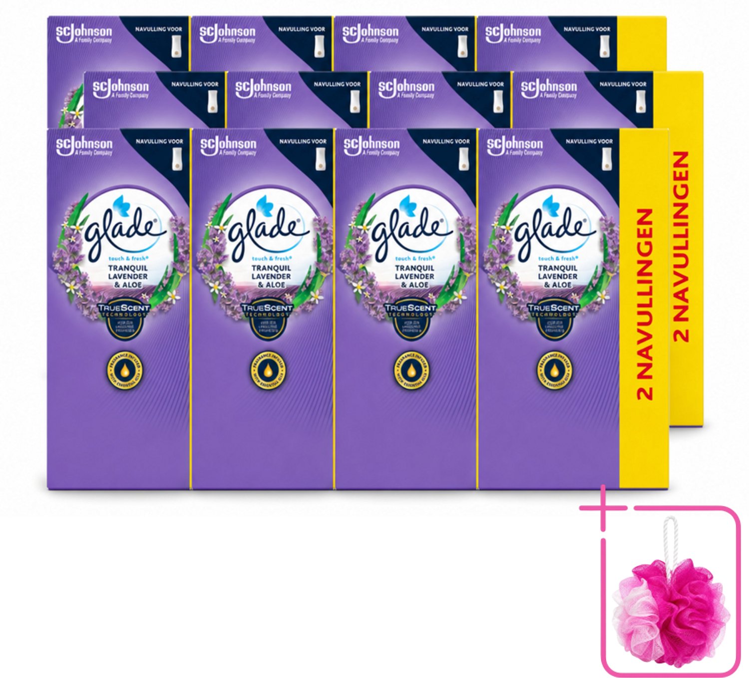 12 x Glade - Touch & Fresh Navulling - Tranquil Lavender & Aloë - 2 × 10 ml - Bulkverpakking - Geur - Douchemop - Ontspanning