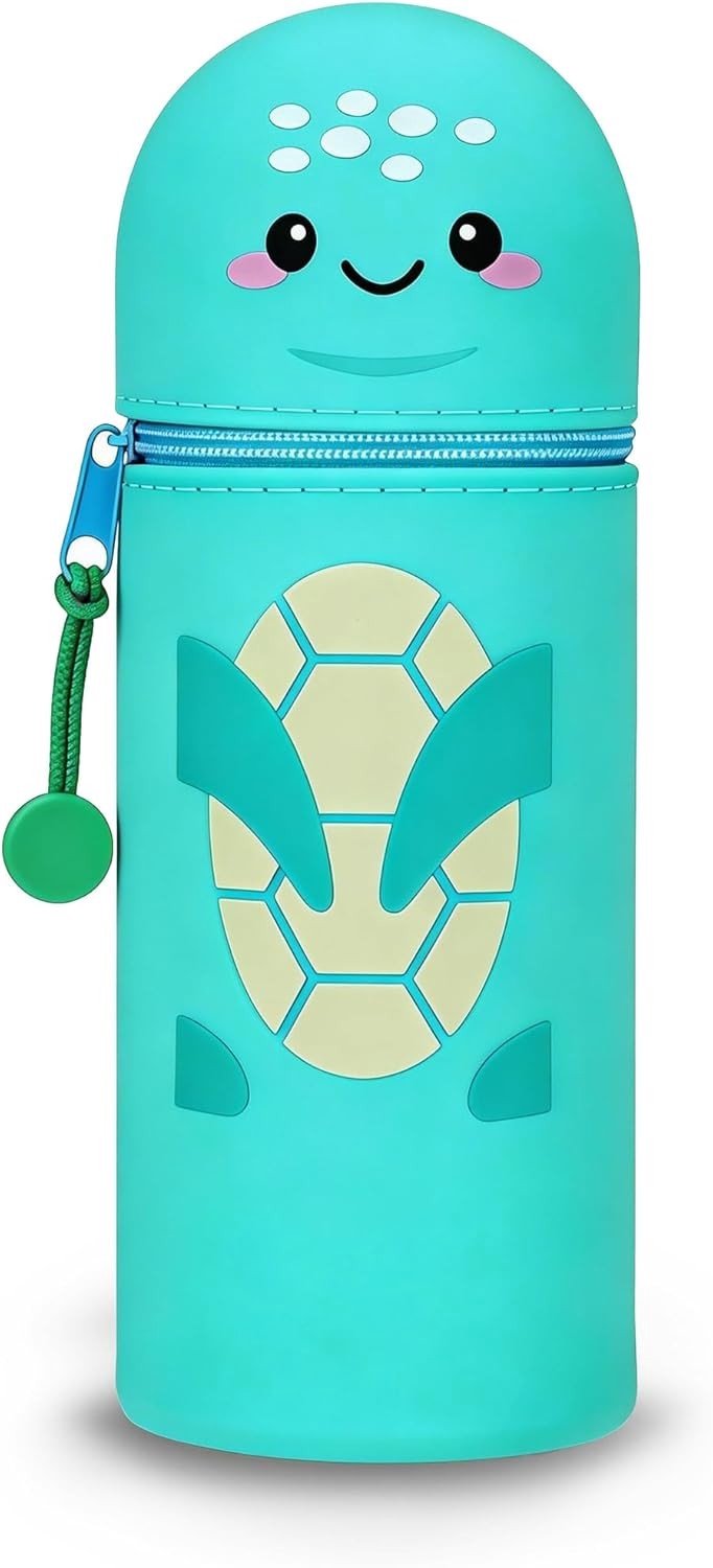 Schattige Kawaii Pennenhouder met Schildpad Ontwerp - 2-in-1 Zachte Siliconen Tas voor School en Kantoor