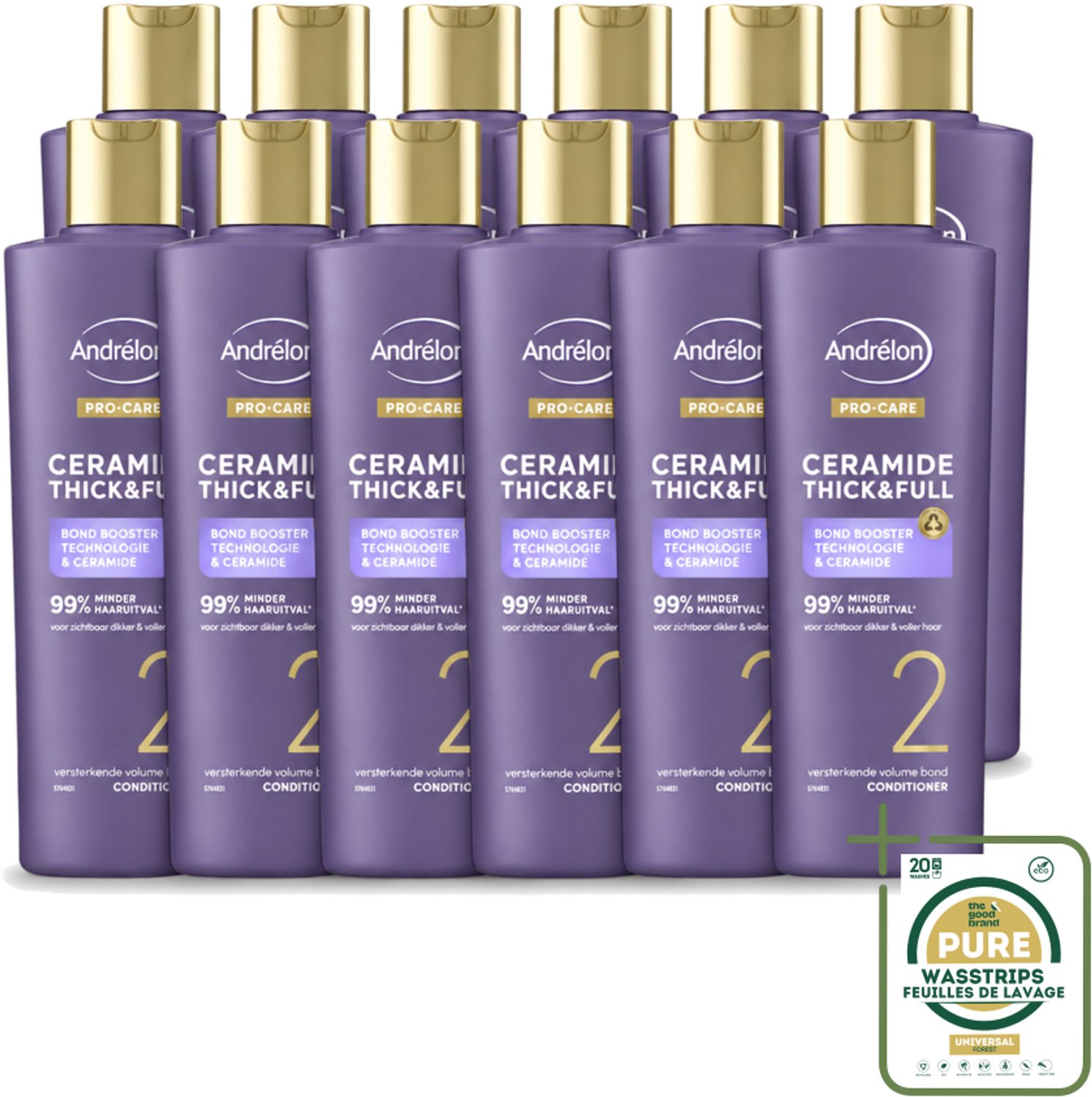 12 x Andrélon – Conditioner – Pro Care Ceramide Thick & Full – 250 ml - Haarverdikking - Haarversterking - Haaruitval - Haarbreuk - Ceramide