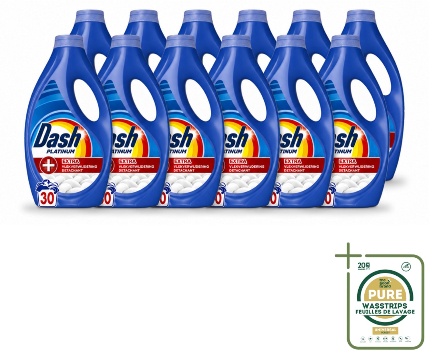 12 x Dash – Wasmiddel – Platinum – 1350 ml - Wasstrips - Wasmiddel - Vlekverwijdering - Krachtig Wasmiddel - Fris Wasmiddel - Voorbehandeling