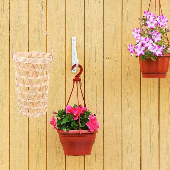 4 Stuks Delige Bamboe Wandplantenbakken Geweven Hangmanden voor Gedroogde Bloemen Nepplanten Decoratieve Frontdeur Hangende Bloemenhouder voor Woonkamer Hal — afbeelding 2
