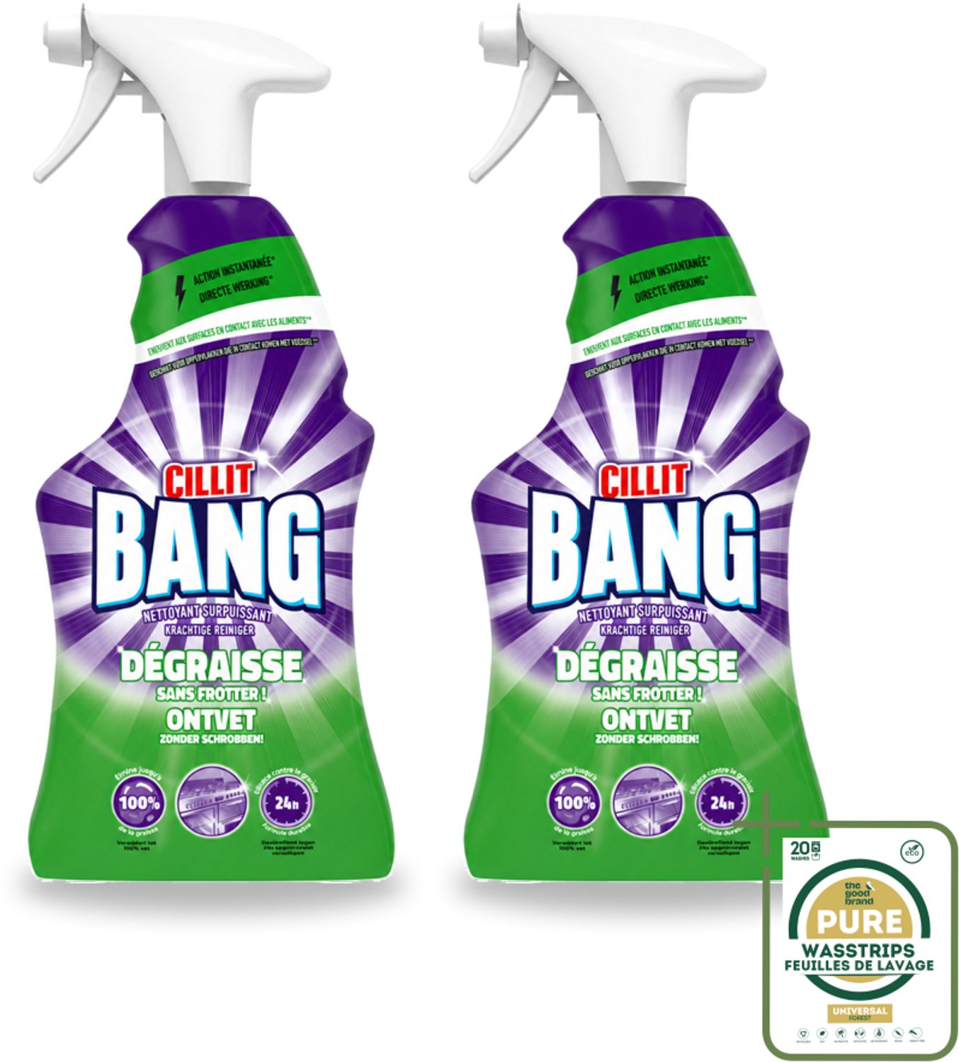 2 x Cillit Bang – Schoonmaakspray – Universal Ontvetter – 750 ml - Schoonmaak Spray - Reinigingsspray - Ontvetter - Kalkverwijderaar - Reinigingsproduct